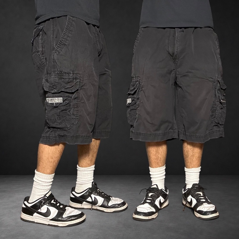 Unionbay Cargo Shorts Mens 40 Black Skater Baggy Y2K Retro Cotton Utility